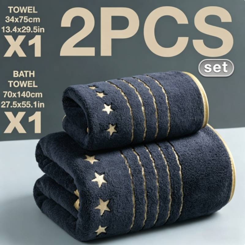 Star Shape Bath Towel Set With Soft Coral Fleece For Bathroom Use