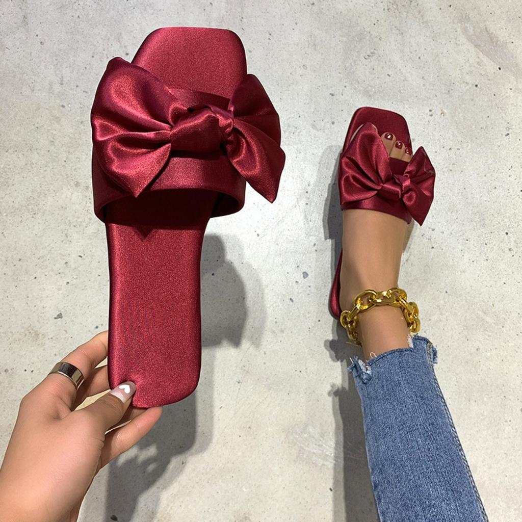Bow Tie, Beach Sandals, Women's Slippers, Plus Size Flat Shoes, Sandals