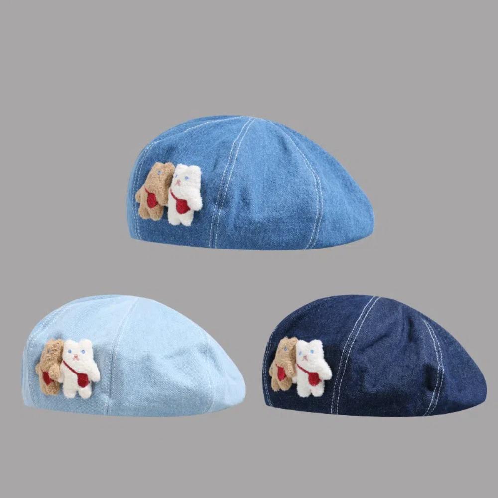

Y2K Bear Beret Cool Newsboy Cap Simple Berets Cap Outdoor светло-синий