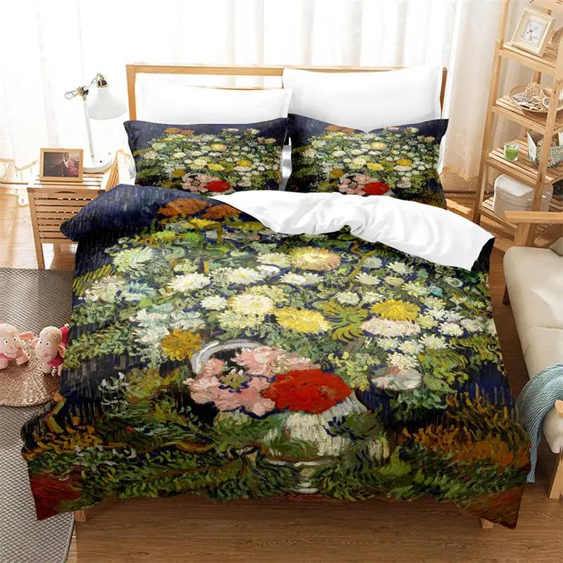 Oil Painting Van Gogh Duvet Cover Starry Sky Night Bedding Set Microfiber 3D Comforter Cover King Full Gifts For Girls Boys Teen
