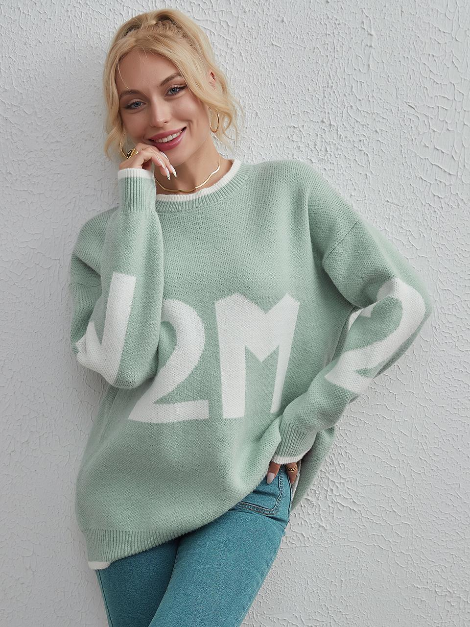 Cinemore весна-осень женский свитер однотонный свободный повседневный пуловер теплый базовый топ с длинным рукавом и круглым вырезом вязаный джемпер свитер One Size зелёный