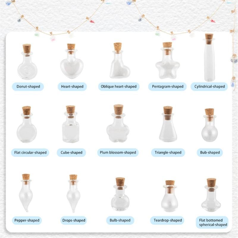 Set aus 30 einzigartigen Glasfläschchen Glas Wunschflaschen Glasfläschchen-Set Segensgeschenkflasche Perfekt zum Basteln und für Schmuck