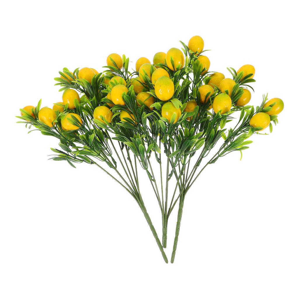 3 Pezzi Rami di Limone Artificiali Realistici Frutta Finta Decorazioni per Bouquet Foglie Vaso per la Casa Festa Giardino Rami di Frutta Limone