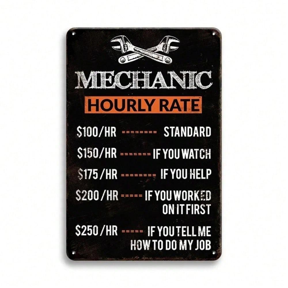 Vintage Mechanic Metal Sign - Rustic Wrench Tool Iron Wall Art Decor For Garage Workshop Home