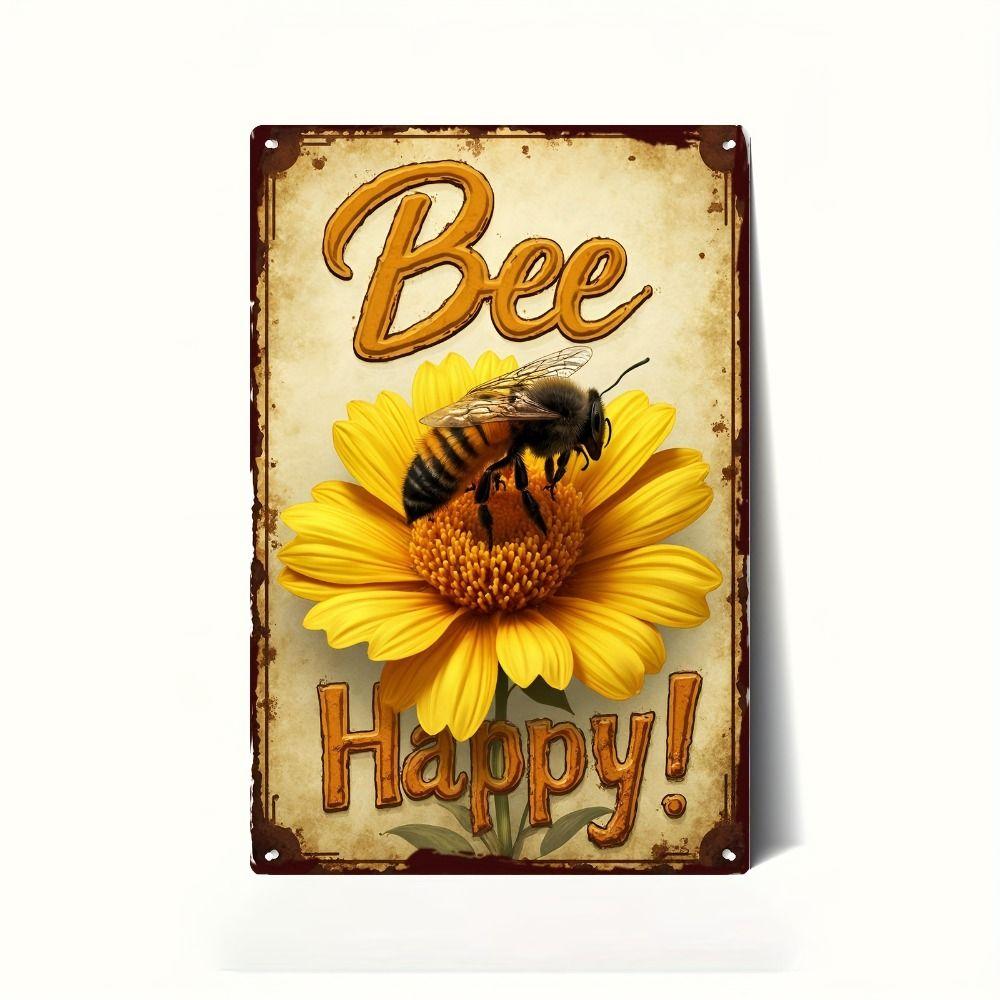 Metal Sign Bee Flower Nature Sunflower 20x30cm Wall Decor