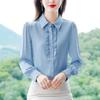 Yuan 2226 Dámská košile s dlouhým rukávem ve francouzském stylu z morušového hedvábí - Nová móda 2025