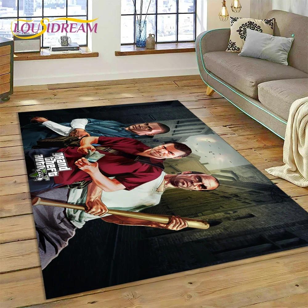 3D GTA Spiel Grand Theft Auto Gamer Teppich für Schlafzimmer Wohnzimmer Zuhause Sofa Dekoration, Kinder Spiel Große Dekor Bodenmatte