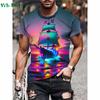 Pattern Print Mens Clothing T Shirt for Men Short Sleeve Tee Gym Clothing Men Male T-shirt Pirate Ship Print Clothes