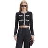 Self-Portrait Snowflake Dot Light Pink Fringed Knit Long Sleeve Jacket Women jackets Black Mixed-Color SWF344M05500