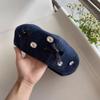 Washed Denim Women Beret Hats Rhinestone Embellished Painter Cap  Spring Autumn Season