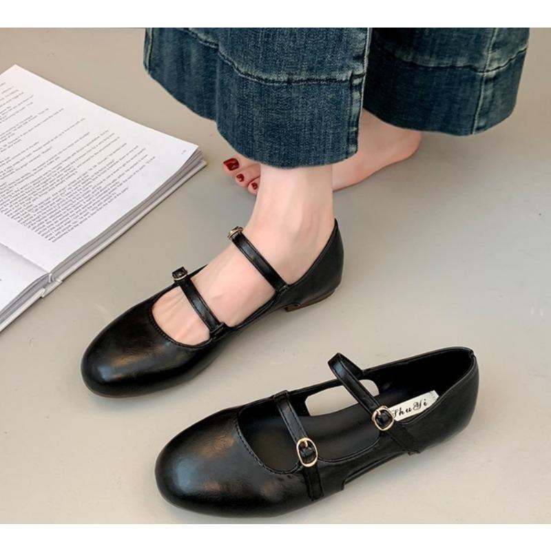

Fashion 2025 Hot Street Style Silvery Women Mary Jane Shoes Ladies Casual Soft Dress Flats Shoes Elegant Leather Ballet Shoes Zapatos 35 чорний