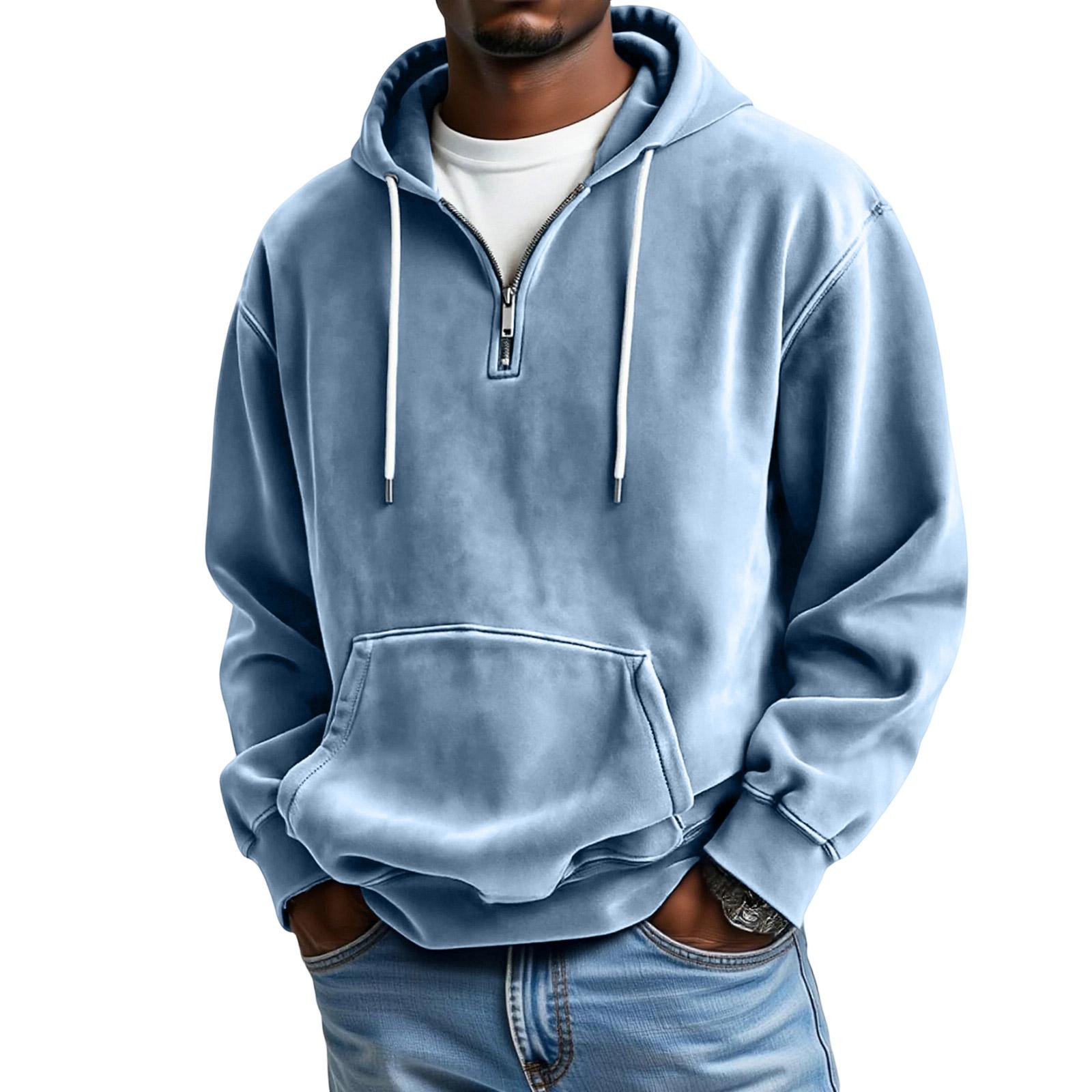 Mernfsn Heren Sport Vrije tijd Lange Mouwen Capuchon Hoodie M blauw