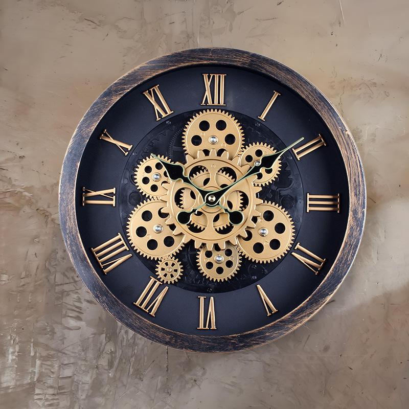Gear Clock in Antique Style Living Room Wall Decoration Study Retro Nostalgic High-end Creative Three-dimensional Round Wall Clock
