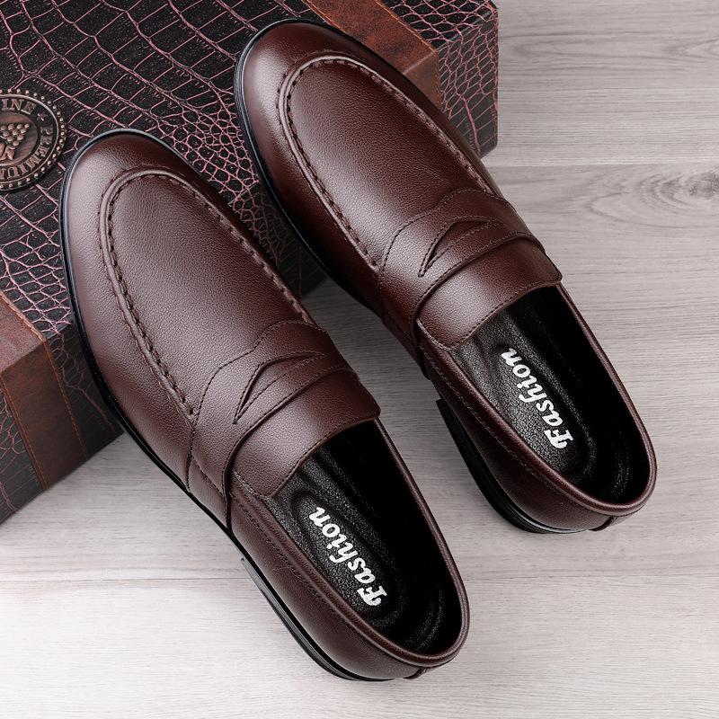 

European Station, Black Small Leather Shoes Men s Casual Korean Edition Trendy Versatile Doudou Shoes Men s One Pedal Love 44 коричневый