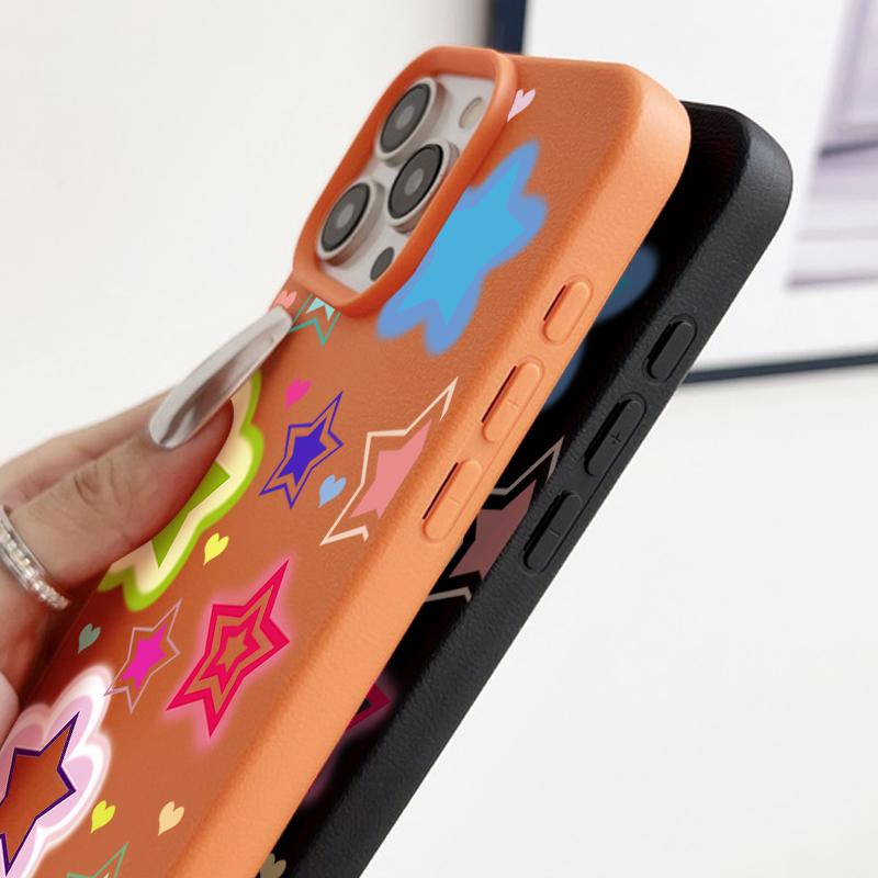 For iPhone 17 Pro Max Case Luxury Blended Colorful Stars Pattern Leather Texture Silicone Cover For iPhone 16 Pro Max 15 14 13 12 11 16E Air