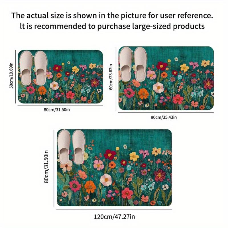 1Pcs Anti Fatigue Kitchen Rugs, Spring Floral Print Waterproof Non-Slip Thick Cushioned Kitchen Mat Heavy Duty Comfort Standing Mat for Kitchen