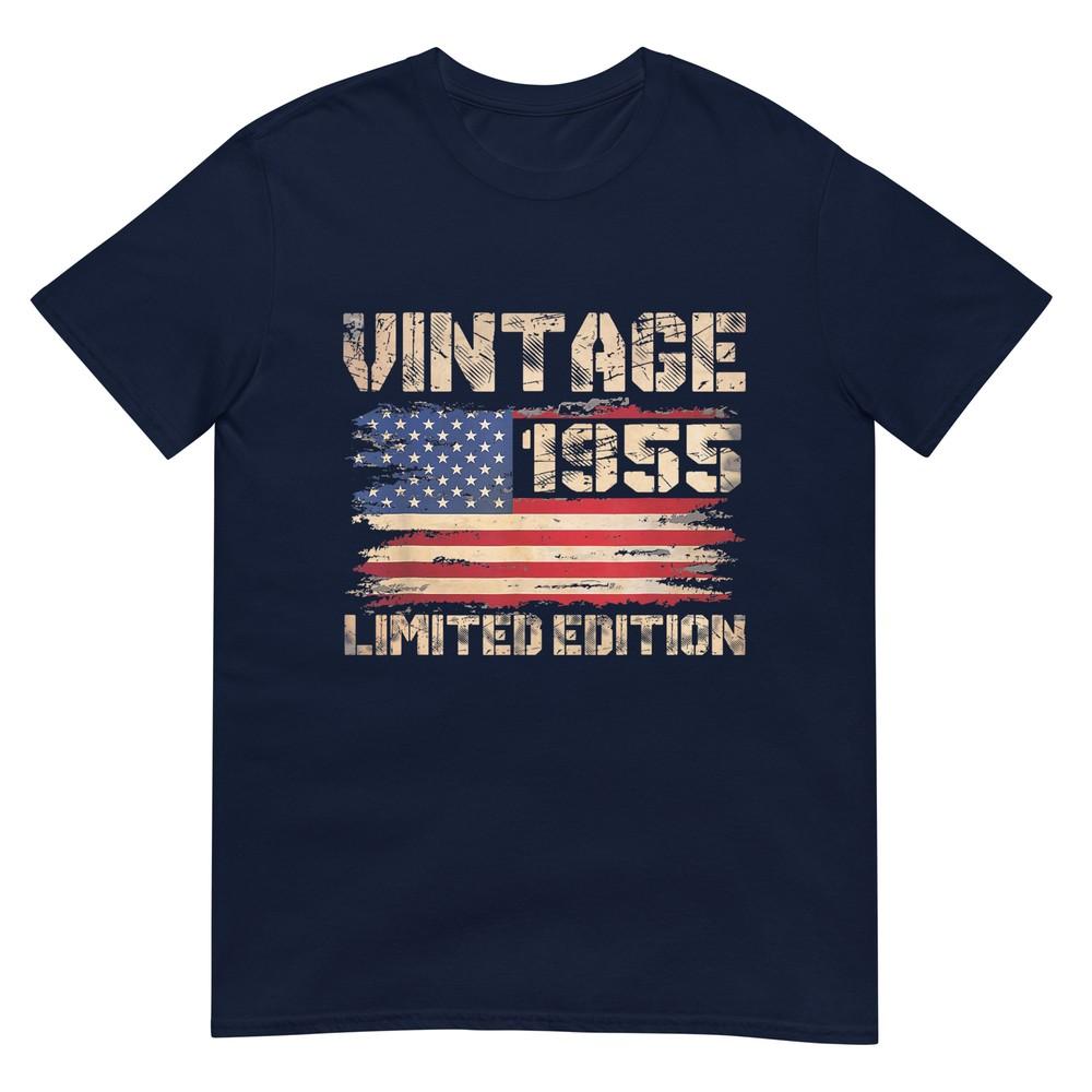 Vintage 1955 70th Birthday Gifts 70 Year Old American Flag TShirt S