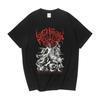 T-shirt a maniche corte in cotone larga, stile rock dark, correlata a band finlandese di death black metal, capra dell'arcata