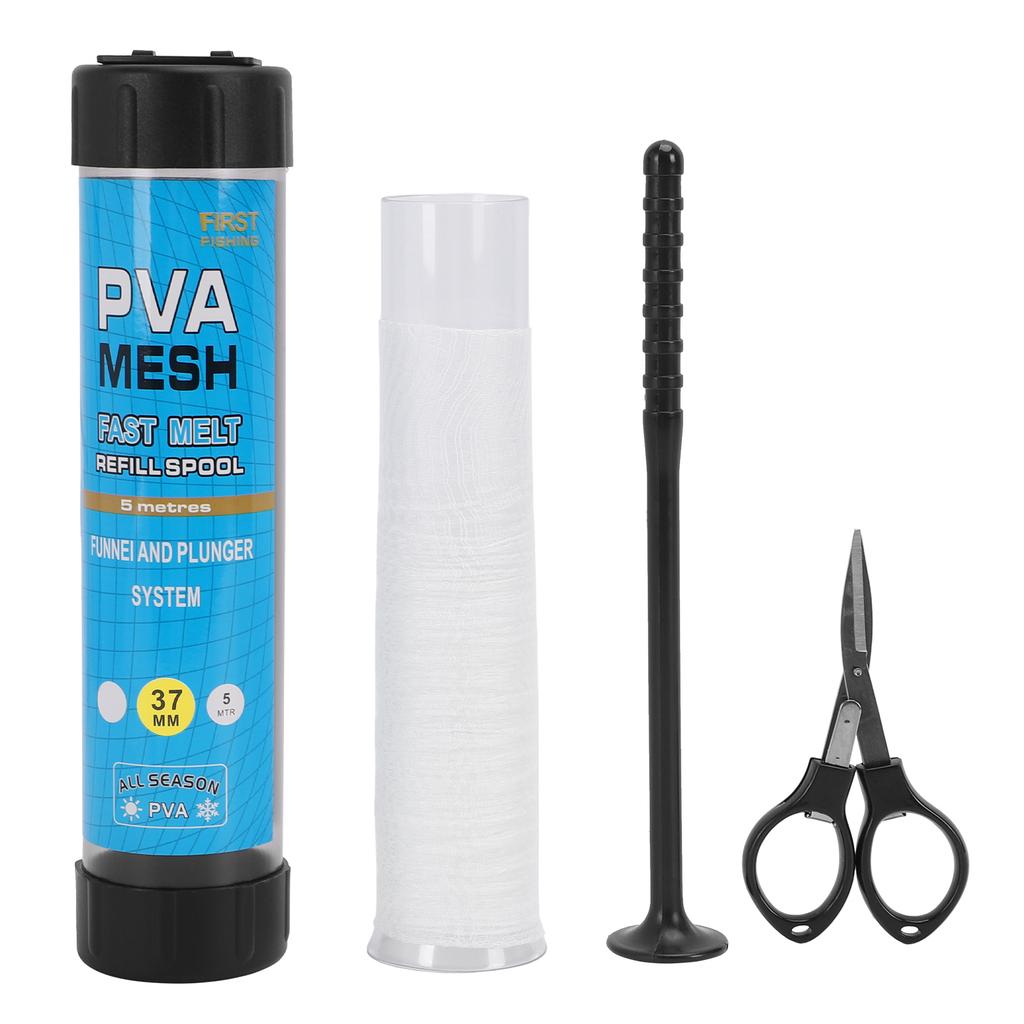 Fishing Bait PVA Mesh Refill Spool With Foldable Scissors Fishing Tackle Baiting Accessories For Various Baits 37mm