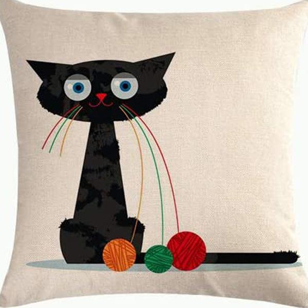 Kitten Gift Pillowcase Cute Pet Printed Linen Pillow Cushion Cover Bedside Living Room