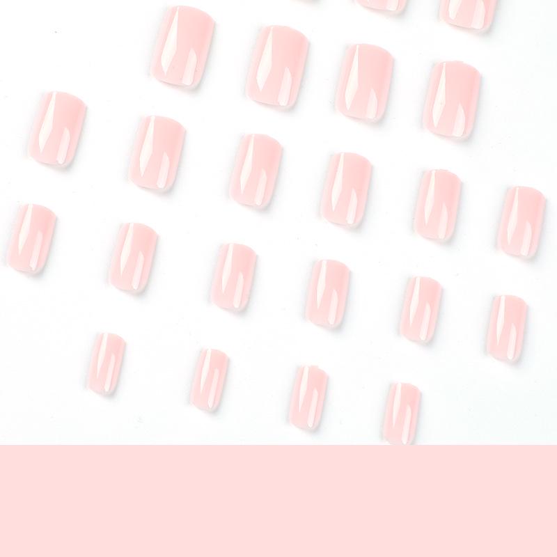 Mid-Length Rectangular Solid Color Press-On Nail Art Pieces (Removable)