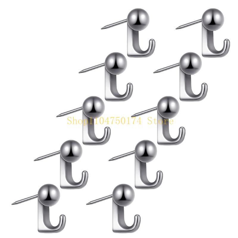 10 Pieces Rustproof Push Pin Hook Zinc Alloy Construction Home Organization Tool top sale серебряный