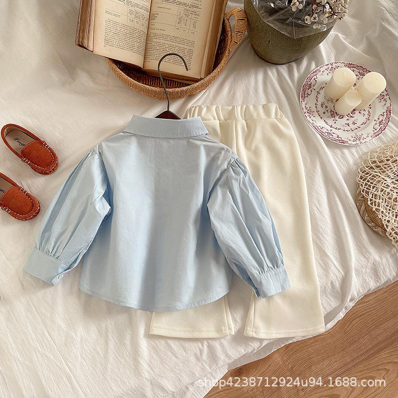 Girls Spring Fashion Shirt And Flare Pants Set Baby Chic Two Piece Outfit For Spring Autumn