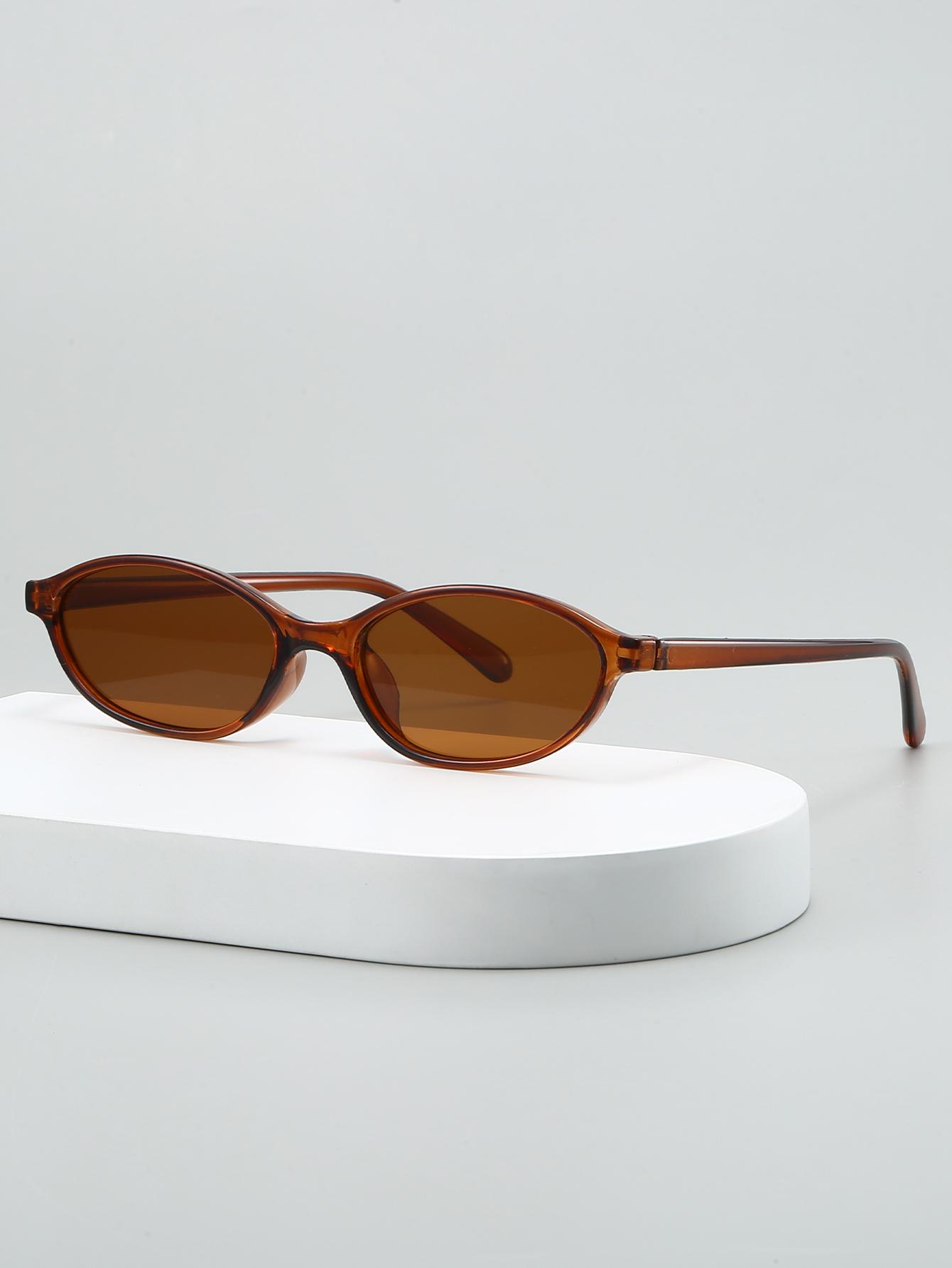 

1Pc Oval Small Frame Fashionable Basic Decorative Glasses Lightweight Portable And Durable Perfect For Holiday Gifts