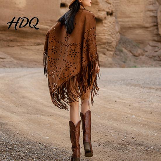 Winter Coat Accessory Women Shawl Hollow Tassels Hem Scarf Color Versatile Warm Fabric Comfortable Wrap Classic