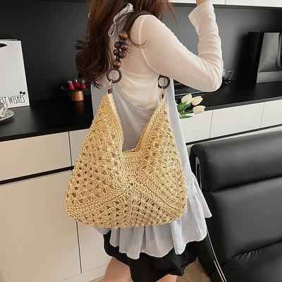 Large Capacity Woven Bag Women's New Summer Vacation Straw Bag Versatile Commuter Shoulder Tote Bag