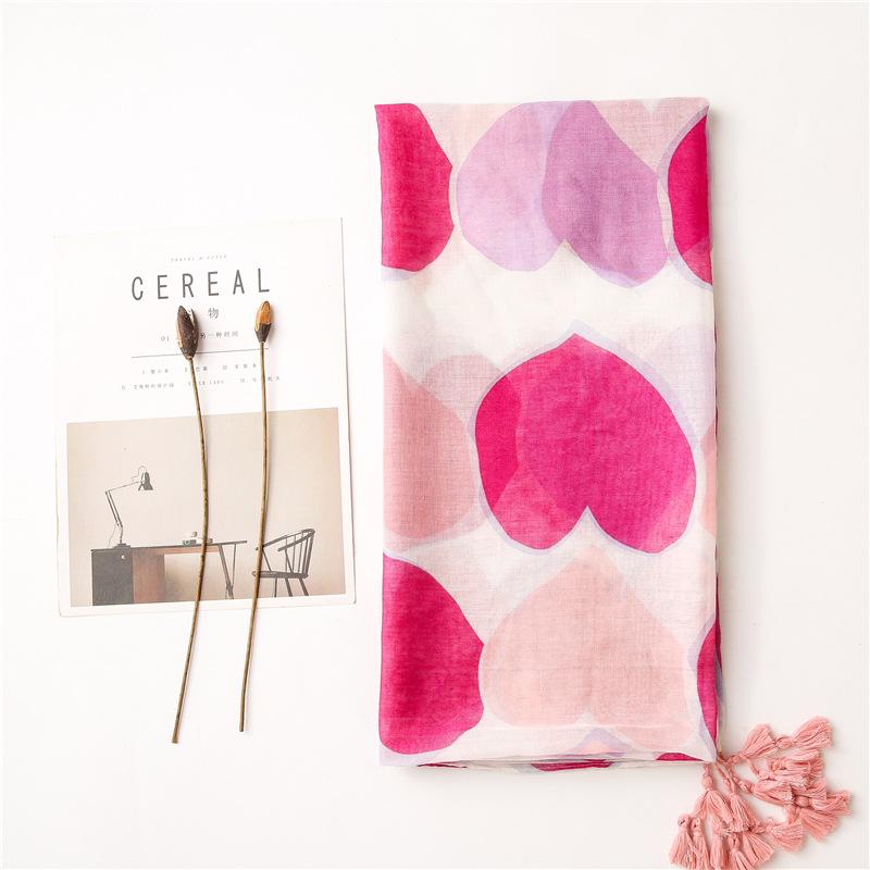 Șal Eșarfă Versatilă din Mătase Eșarfă Subțire de Primăvară și Toamnă Roz Piersică cu Inimă Șal Lung de Plajă Șal de Protecție Solară pentru Deșert