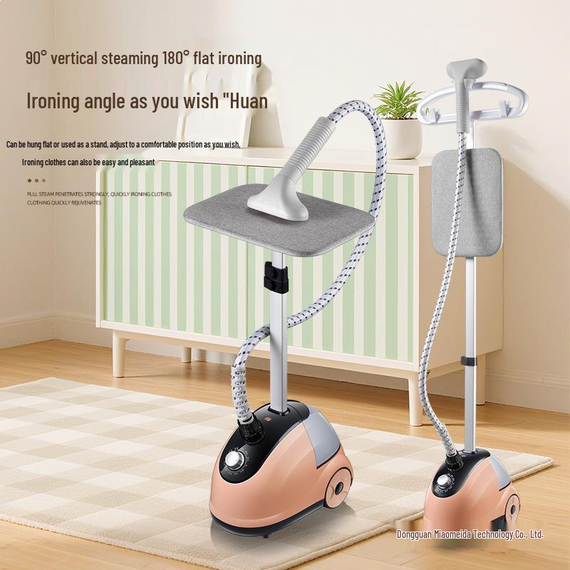 

Large Steam Garment Steamer - Handheld & Standing Electric Iron for Clothes Pink Round Rod + 2 Levels