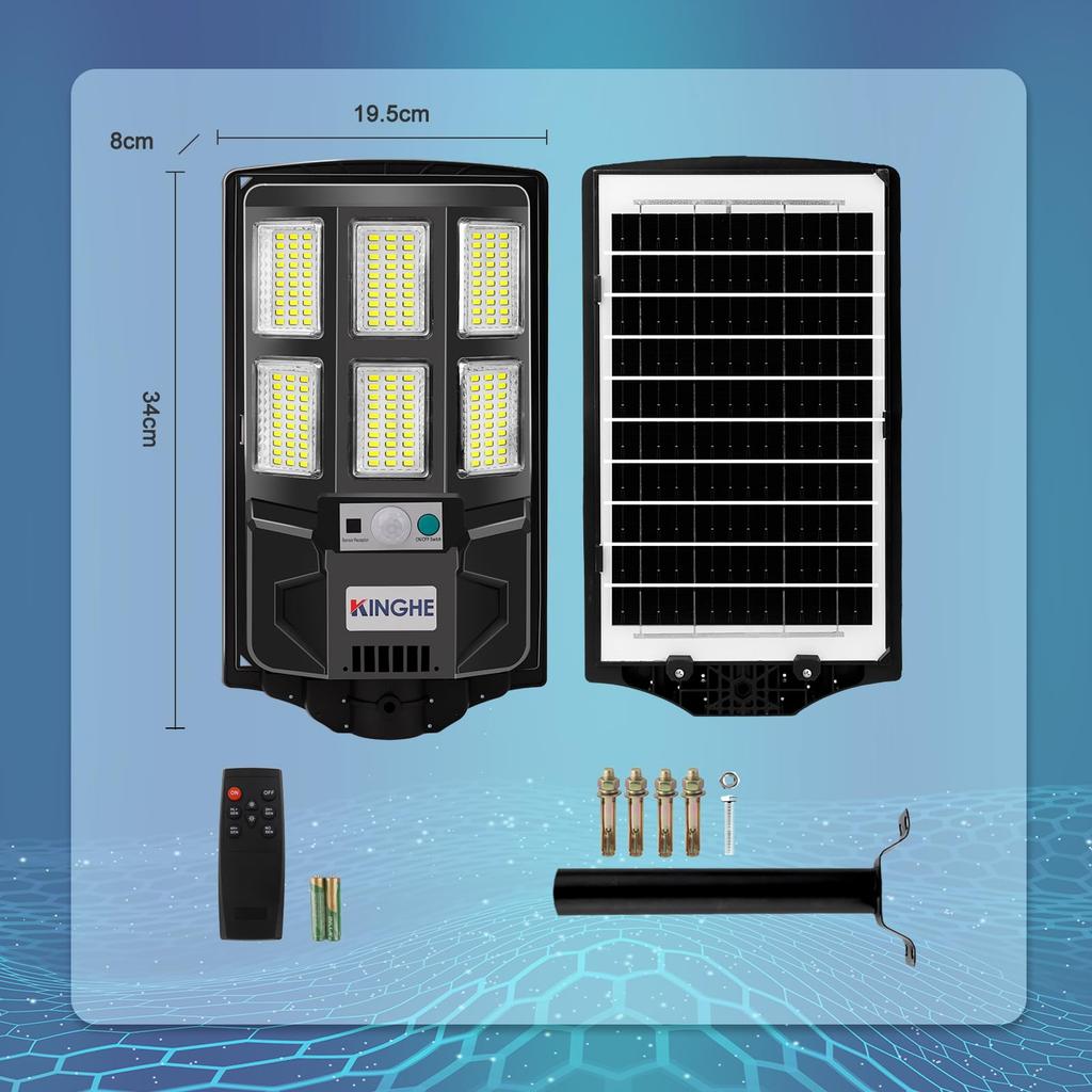 KINGHE Solar Street Outdoor Waterproof New Maximum Lumens of 3 Intelligent 8000mAh Wide Automatic Suitable for Front Parking and Power and Disaster 1