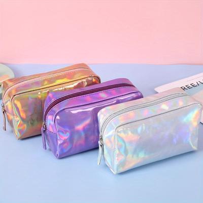 Stylish PU Laser Makeup Bag Portable Waterproof Large Capacity Travel Color Toiletry Storage Bag