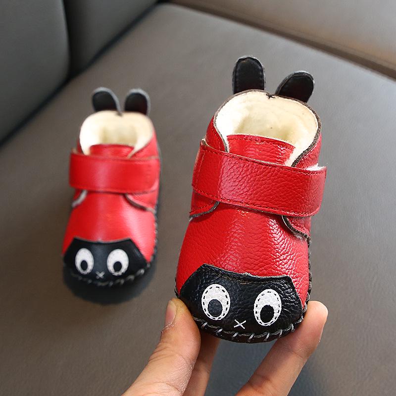 

Plush Winter First Walker Soft Sole Cotton Shoes for Infants Size 15 / Inner Length 11.5cm червоний