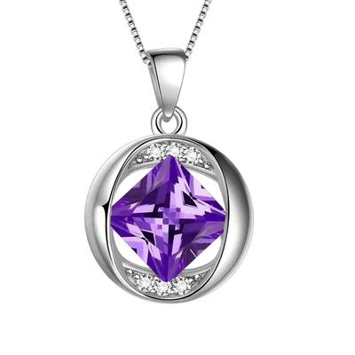 CAOSHI Charming Graceful Pendant Necklace for Women Fashion White/Green/Pink/Purple Princess Zirconia Neck Jewelry Accessories
