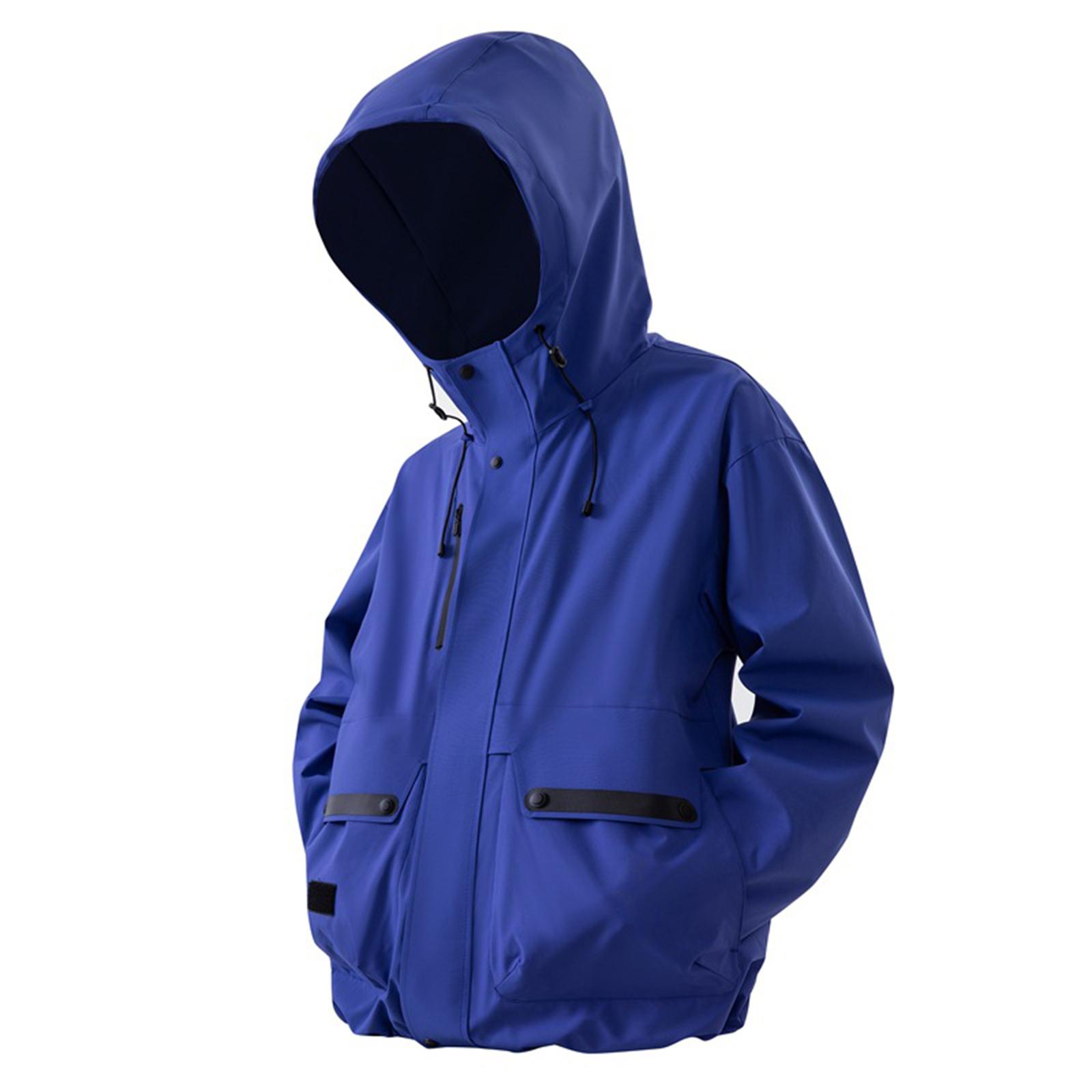 

Men Hiking Travel Lightweight Hooded Windbreaker Full Zip Softshell Hoodie Jackets XL синій