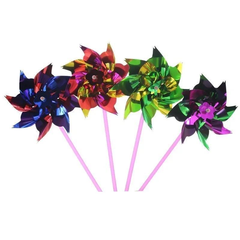 New 6Pcs Kids Windmill Pinwheel Toy Colorful Plastic Wind Spinner Lightweight Garden Lawn Party Festival Decoration Accessory