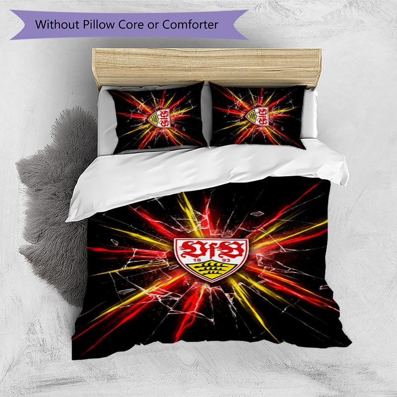 Set Lenzuola Stampato Calcio VfB Stuttgart 3 Pezzi, Comodo Set Copripiumino per Camera da Letto Amico della Pelle