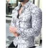 Stylish Geometric Pattern Long Sleeve Shirt, Casual Men's Wear