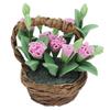 1:12 Scale Miniature Clay Flower Simulation Carnations Cane Basket Doll House Decoration