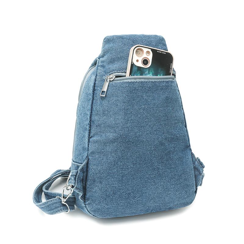 Zaino Borsa a Tracolla da Donna Borsa da Petto Multiuso Zaino in Denim All-match