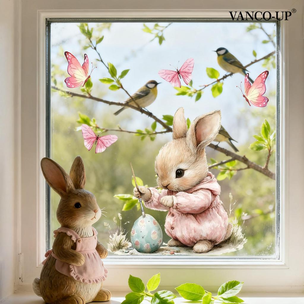 9 Sheets Summer Window Clings Stickers Double-Sided Window Decals Tropical Flamingo Green Plants Coconut Tree Designs Summer Hawaii Colorful Flower