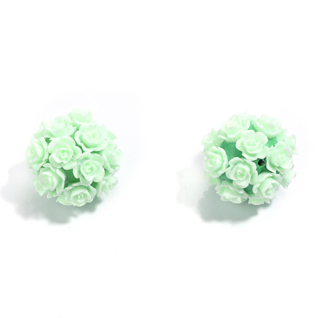 2Pcs Clay Rose Flower Ball Beads Straight Hole 20mm Multicolor Loose Polyester Beads DIY Earring Bracelet Key Chain Supplies