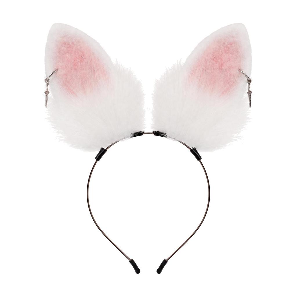 Bunny Ear Headband with Charms Plush Rabbit Costume Furry One Size