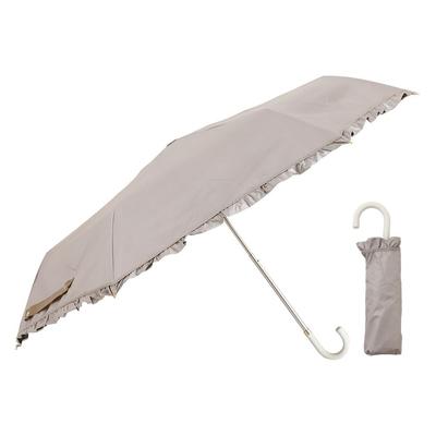ogawa Folding Shading UV For Both Sun and Water LINEDROPS 57441 Women's Parasol, Rate, 99.9% Protection, Greige, Rain, Repellent, Stylish, Ruffled,