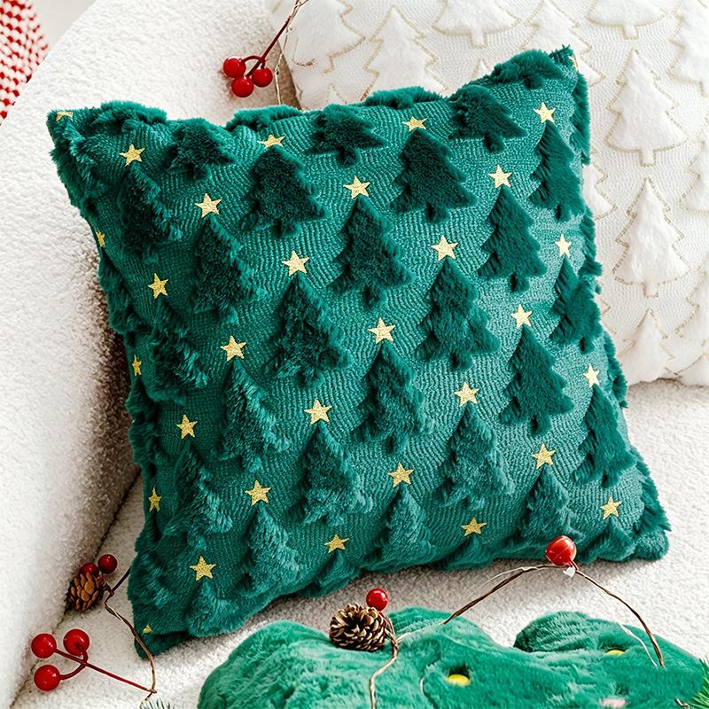 Christmas Pillow Case Plush Gift Bow Decorative Cushion Cover Christmas Home Sofa Holiday Season Decor
