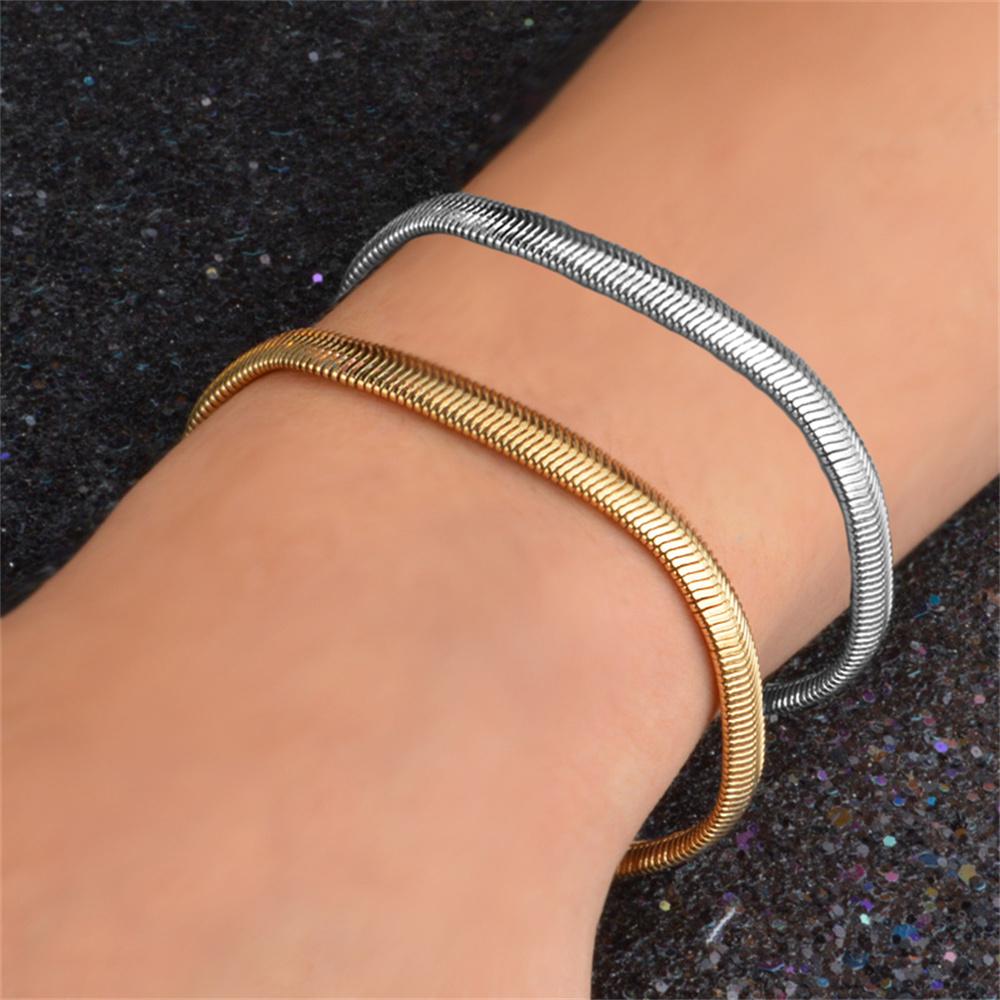 Punk Flat Snake Chain Link Bracelet Gold Silver Color Stainless Steel Hand Chains for Men Women Jewelry Gift