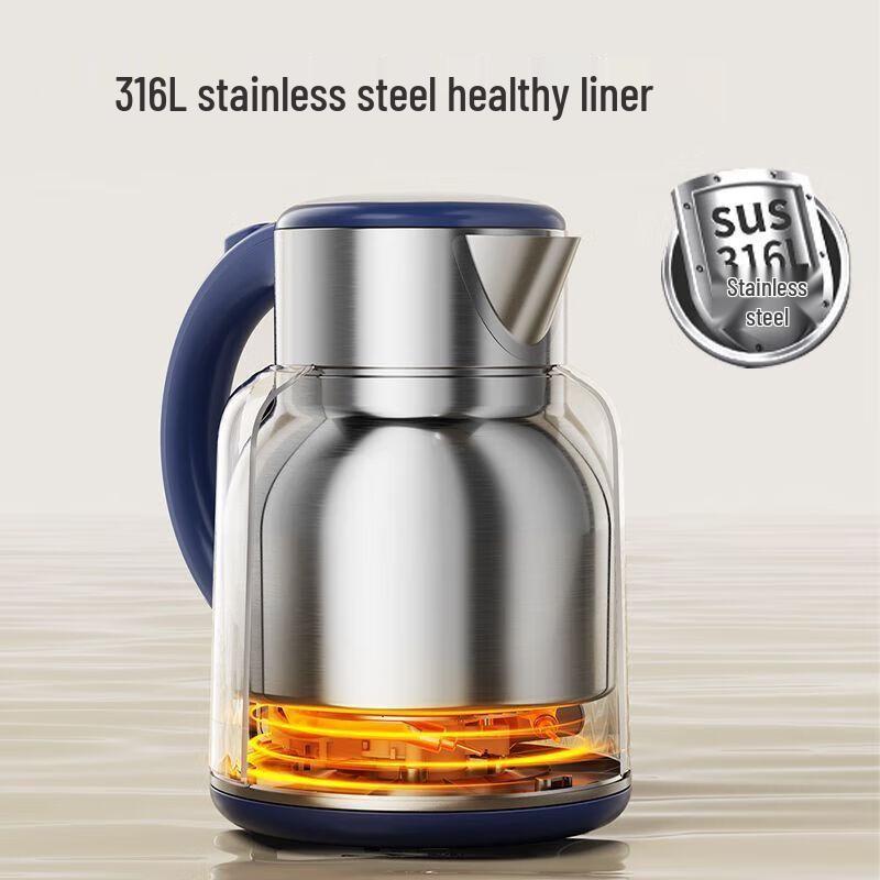 Supor 2L Smart Electric Kettle with 316L Stainless Steel, Large Capacity, Constant Temperature, Keep Warm Function.