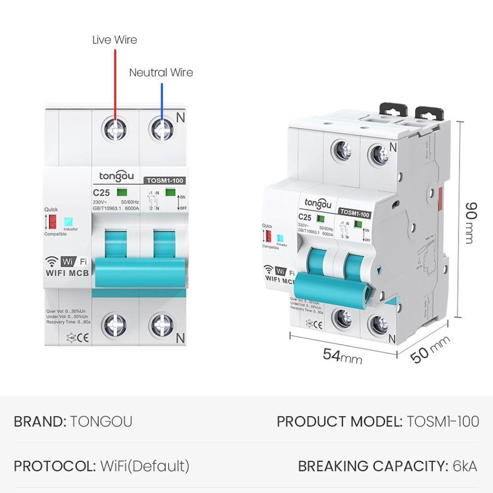 Over Voltage Protection WiFi Intelligent Circuit Breaker Smart Switch  Electrical Circuits